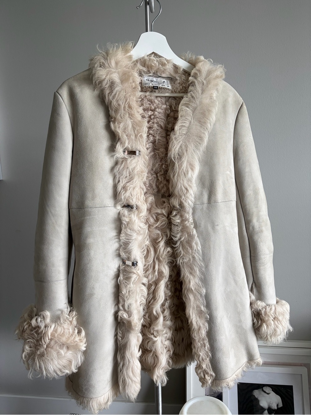 Agnes B. Genuine Shearling Sheepskin Coat - Ivory